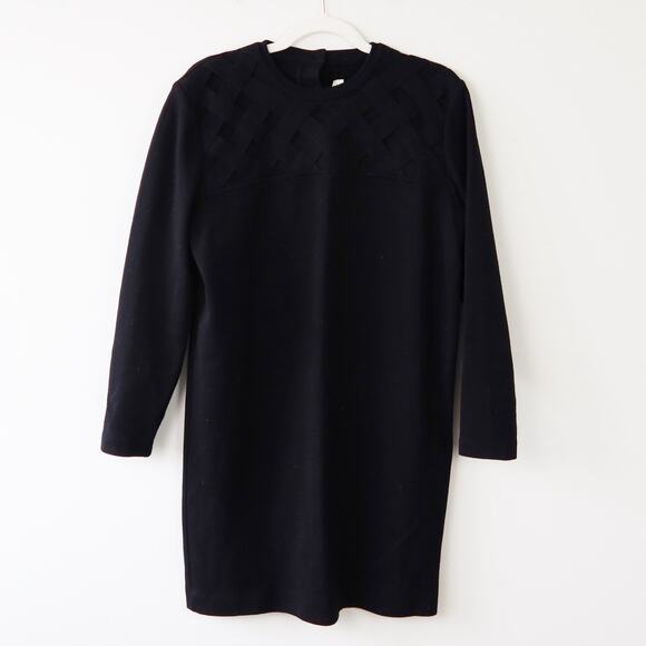 Vintage Black Wool Blend Knit Sweater Dress Medium - Picture 1 of 6